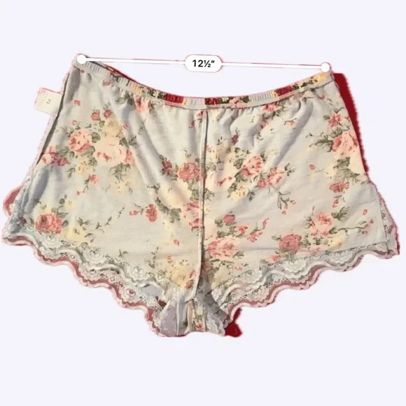Floral Lace Trim Sleepwear Shorts with Chiffon Top included - Picture 3 of 9